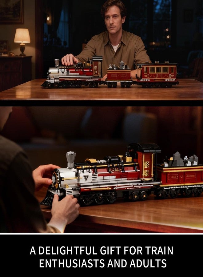 Mov stone Western Mining Steam Train Building Blocks, West Articulated Locomotive Brick Set - Compatible with Lego Train Set, Premium Model Train Gift for Adult Collectors - Image 4